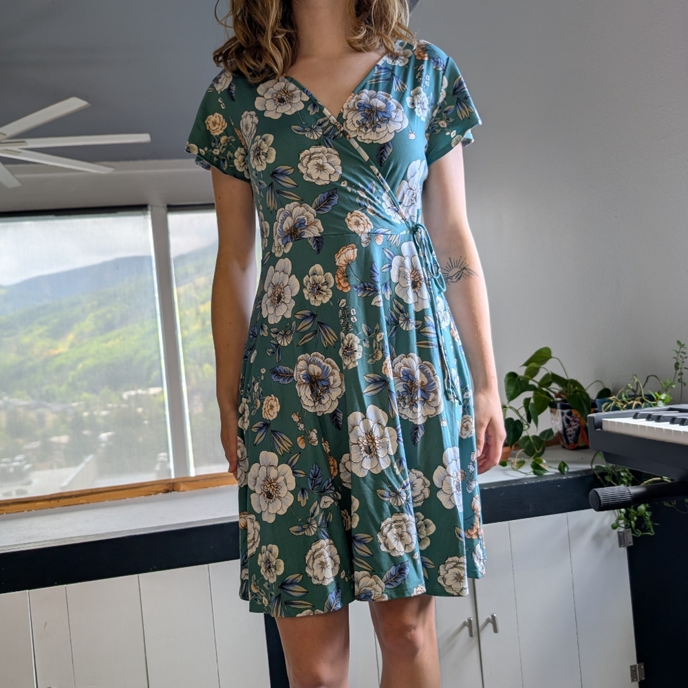 🎉SALE🎉 Teal Floral Print Dress